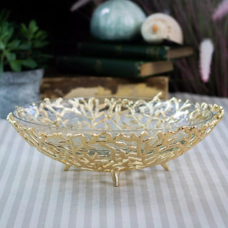 
                  
                    Gold Coral Basket with Glass Insert
                  
                