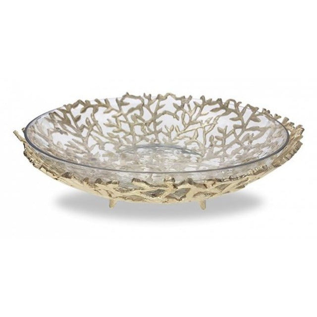 Gold Coral Basket with Glass Insert